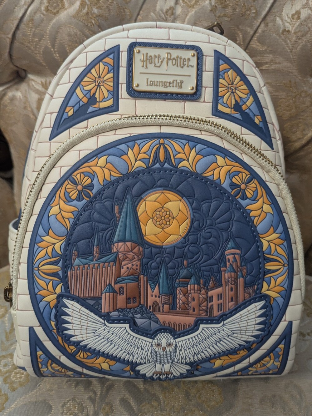 Harry Potter Loungefly White and Blue Hedwig Hogwarts Mini Backpack